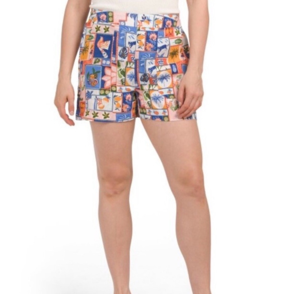 C&C California Tropical Print linen Shorts